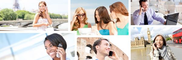 A collage of people talking on the phone