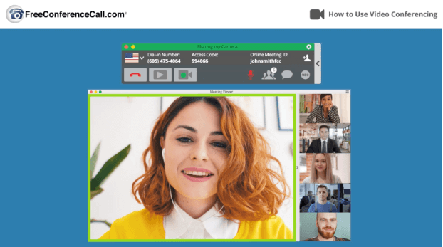 Screen shows video conferencing