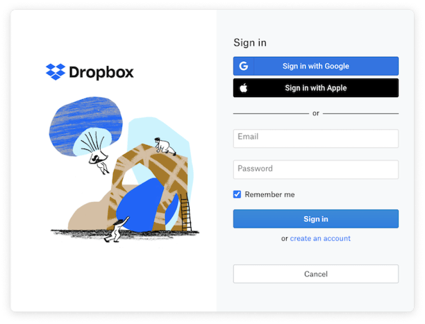 Dropbox inloggning