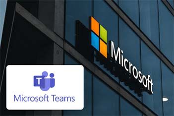 Microsoft Building with Microsoft Logo with Microsoft Teams logo